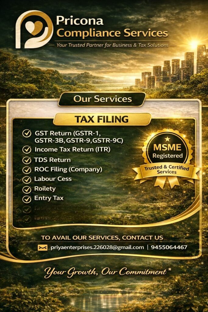 GST Filing Services in Lucknow, Income Tax Return Filing, GST Registration, Business Registration, Tax Consultant in Lucknow, ROC Filing, TDS Return Filing, MSME Registration
